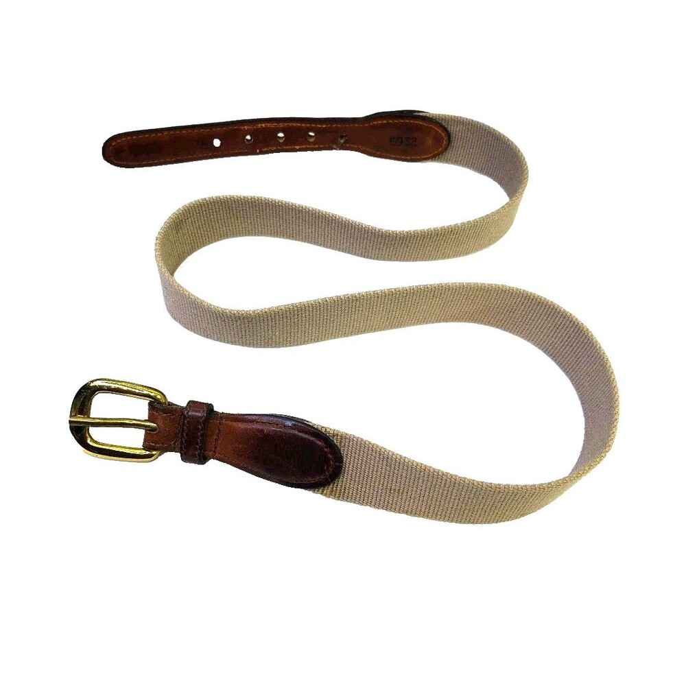 Torino Mens Leather Knit Woven Belt Size 36 Beige Brown 1 " wide